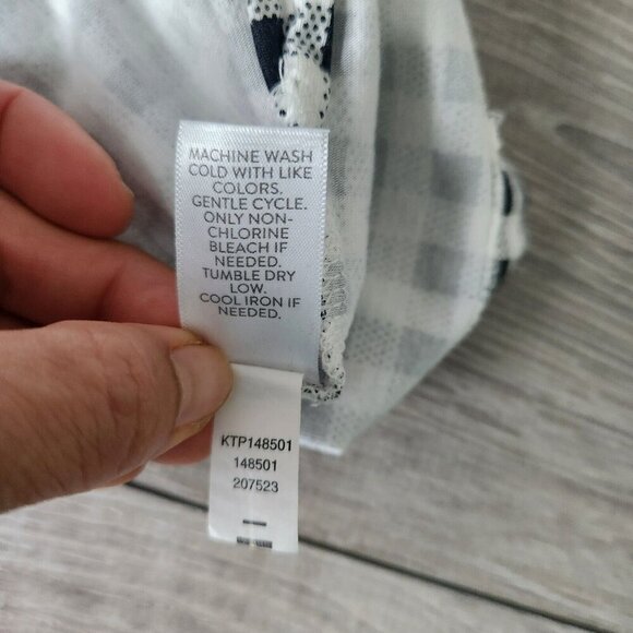 J. Jill Luxe Supima Relaxed Stretch Tee Black White Gingham Print Womens Size S - Picture 8 of 14